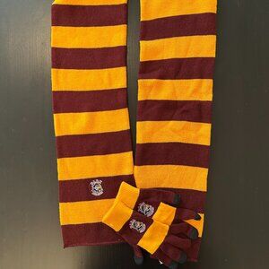 Park Pirates Maroon & Gold Striped Scarf and Gloves Set